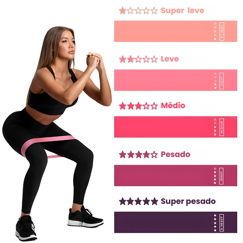 Conjunto FlexBand: 5 Faixas Elásticas de Resistência para Exercícios Físicos